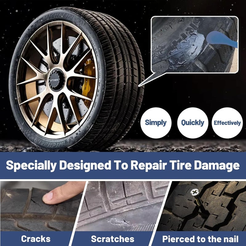 1DFAUL 24Pcs Tire Repair Glue Kit, 120ml Tire Patch Glue with Rubber Nail, for Vacuum Tires Puncture Repair on Cars, Motorcycles, Trucks, and Tractors, Super Sticky - Image 2